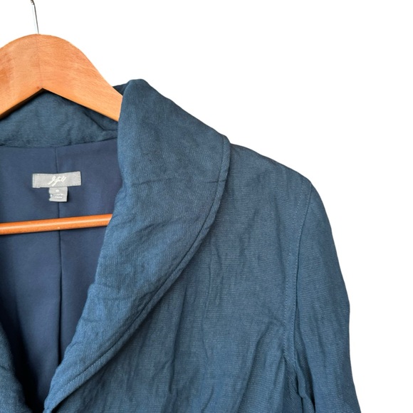 J Jill Linen Metallic Blazer Jacket Crinkle Texture Teal Blue Size 6 - Picture 2 of 6